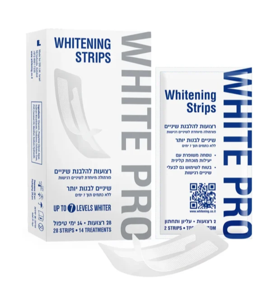 רצועות להלבנת שיניים, מדבקות להלבנת שיניים 28 יחידות- White Pro