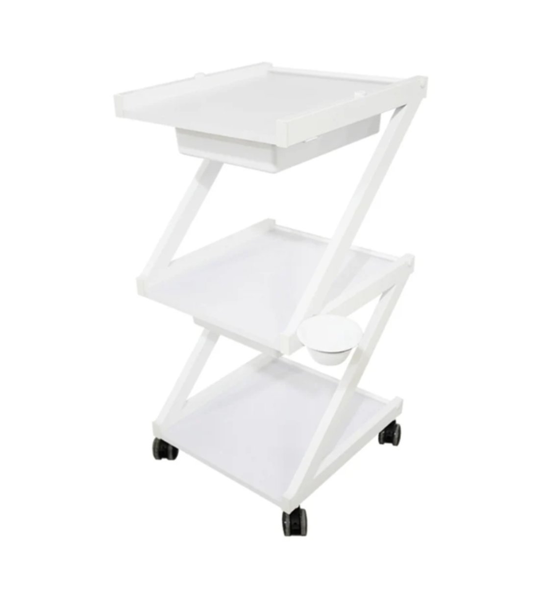 עגלת קוסמטיקה 3 מדפי עץ ומגירות אחסון - Cosmetics cart