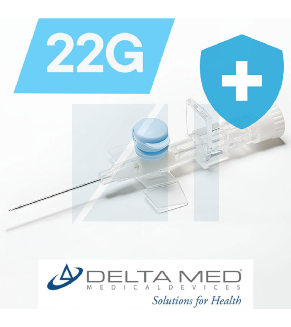 צנתר/וונפלון לעירוי 2 דרכים דלתה 22G כחול 50 יח' - DELTA MED