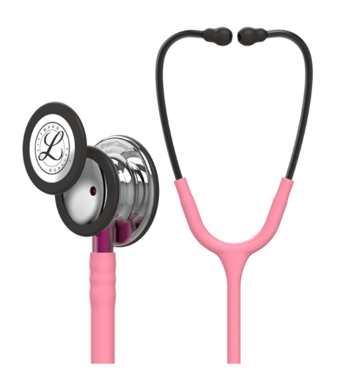 3M™ Littmann® Classic III™ Monitoring Stethoscope, Mirror Chestpiece, Pearl Pink Tube, Pink Stem and Smoke Headset 5962