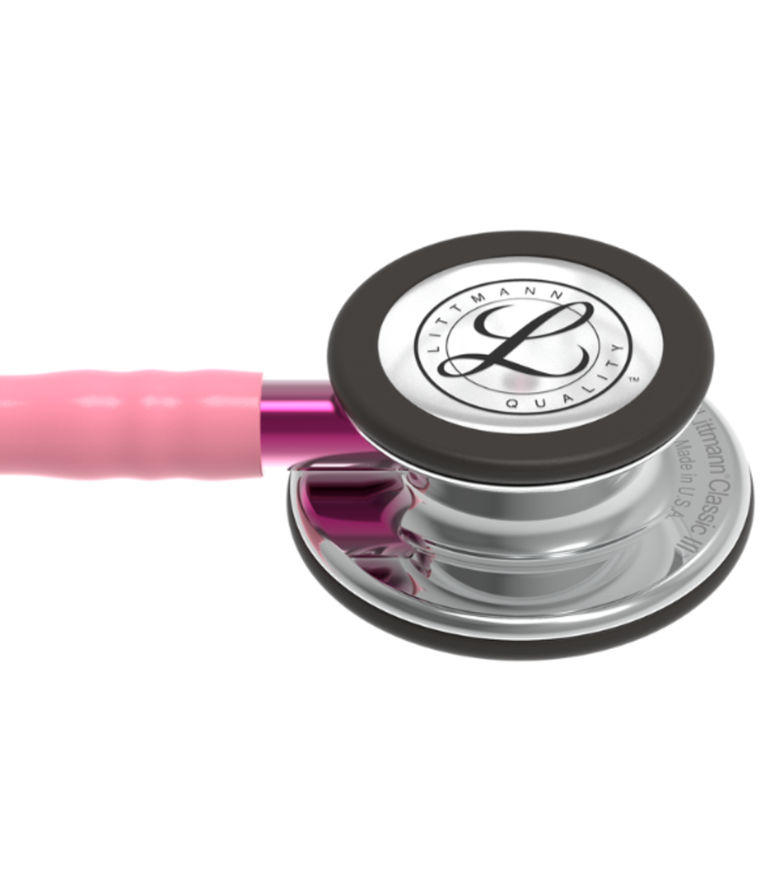 3M™ Littmann® Classic III™ Monitoring Stethoscope, Mirror Chestpiece, Pearl Pink Tube, Pink Stem and Smoke Headset 5962