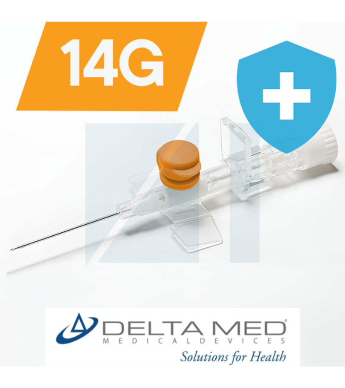 צנתר/וונפלון לעירוי 2 דרכים דלתה 14G כתום 50 יח' - DELTA MED