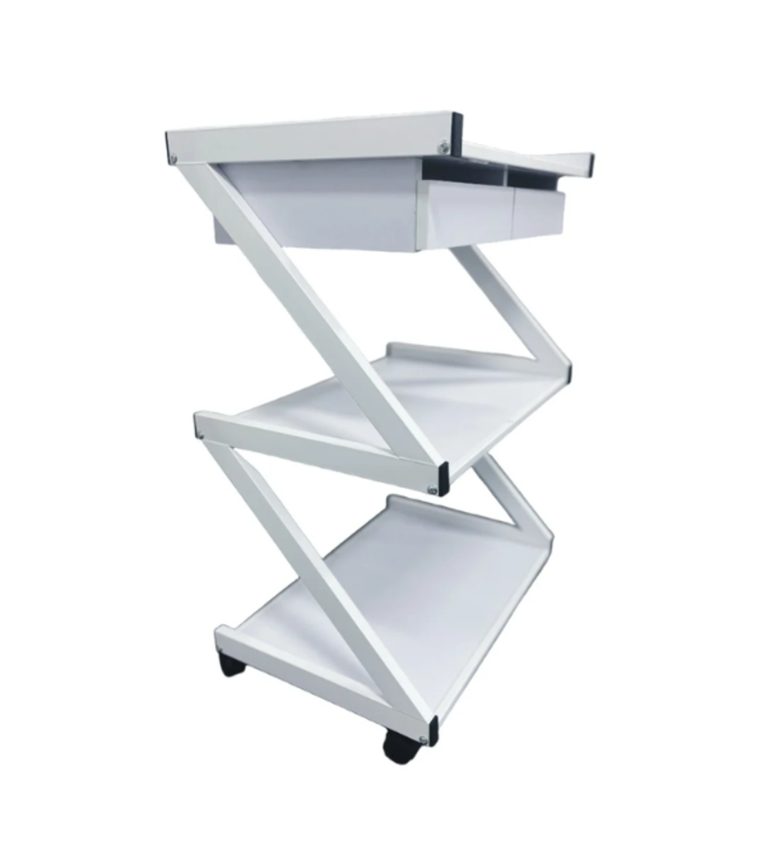 עגלת קוסמטיקה 3 מדפי עץ ושתי מגירות אחסון - Cosmetics cart