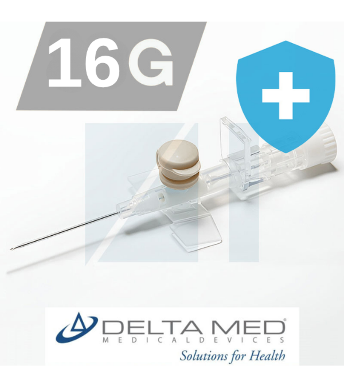 צנתר/וונפלון לעירוי 2 דרכים דלתה 16G אפור 50 יח' - DELTA MED