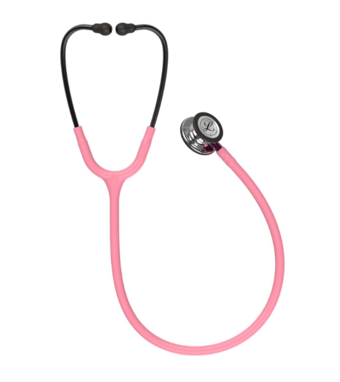 3M™ Littmann® Classic III™ Monitoring Stethoscope, Mirror Chestpiece, Pearl Pink Tube, Pink Stem and Smoke Headset 5962