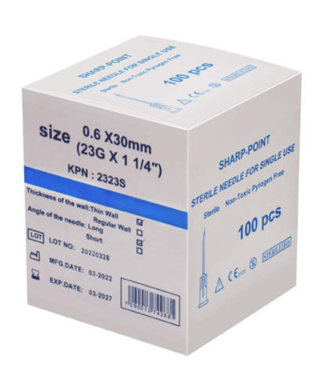 מחט סטרילית 100 יחידות בחבילה- 23G
