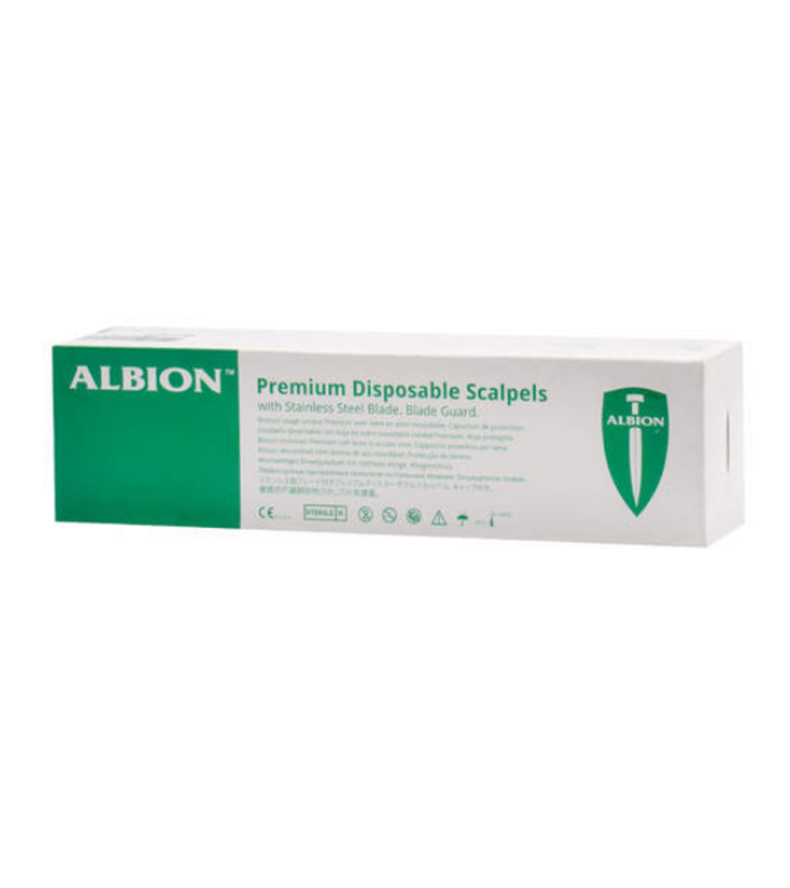 סקלפל - להב ALBION עם ידית פלסטיק מספר 10 סטרילי- 10 יחידות