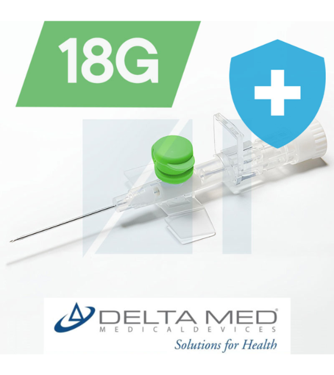 צנתר/וונפלון לעירוי 2 דרכים דלתה 18G ירוק 50 יח' - DELTA MED