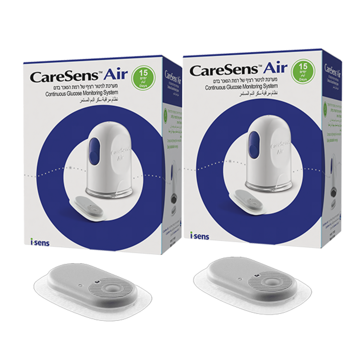 CareSens Air CGM - מערכת לניטור רציף של רמות סוכר בדם - לשימוש של 15 יום. 2 חיישנים במחיר מיוחד.