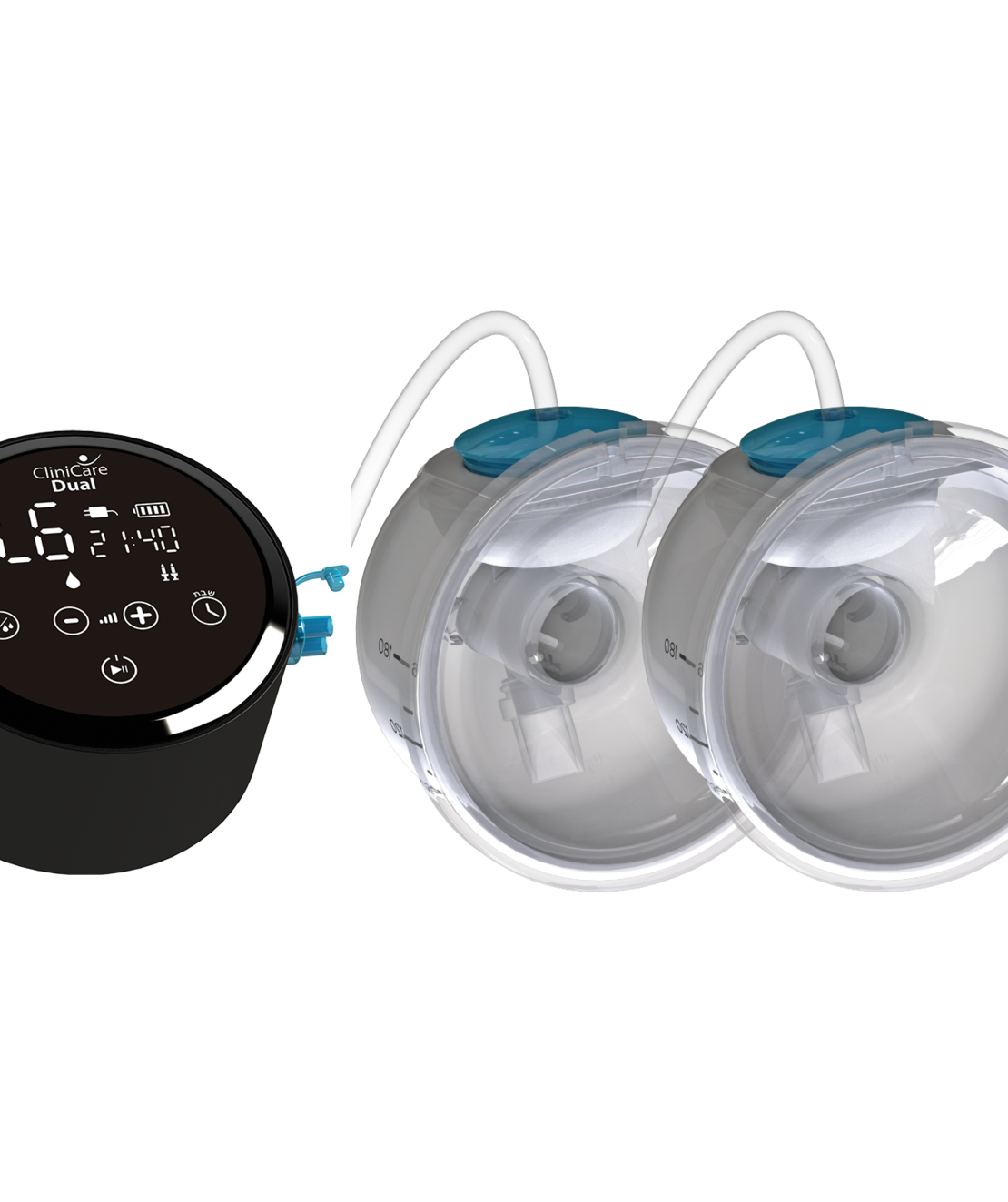 משאבת חלב מקצועית עם זוג ערכות לבישות - CliniCare Dual + תפס לחגורה
