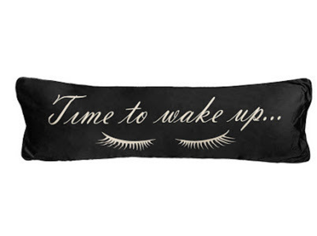 כרית נוי רכה דגם Wake up שחור