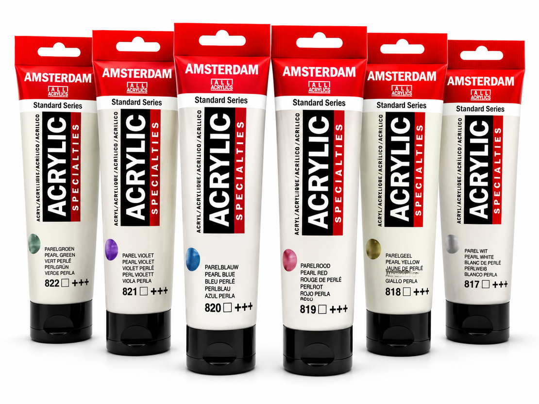 סט 6 צבעי אקריליק גווני פנינתיים  Amsterdam Standard Series –  Pearl