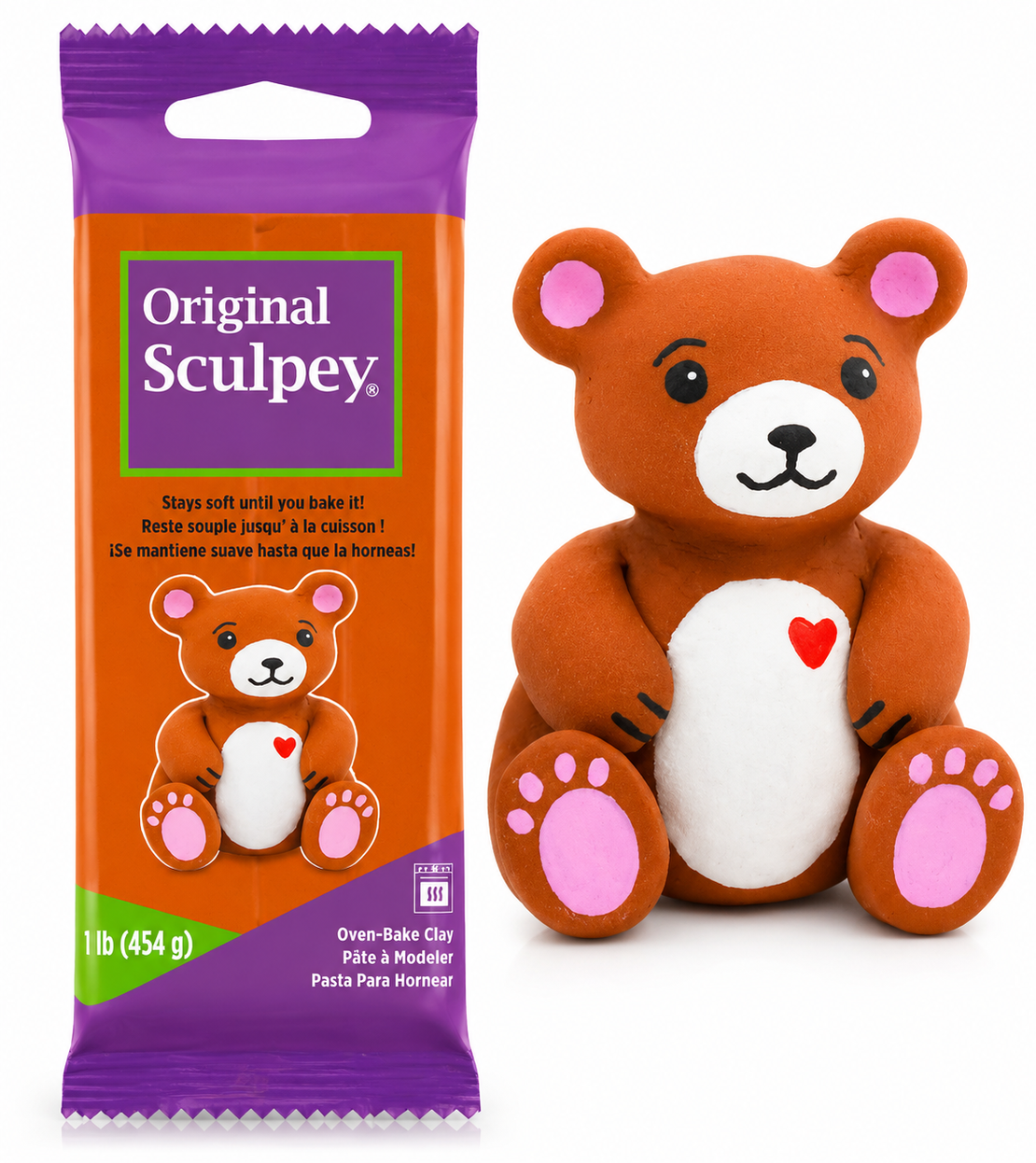 חימר פולימרי לאפייה חום - 454 גרם - Original Sculpey Brown