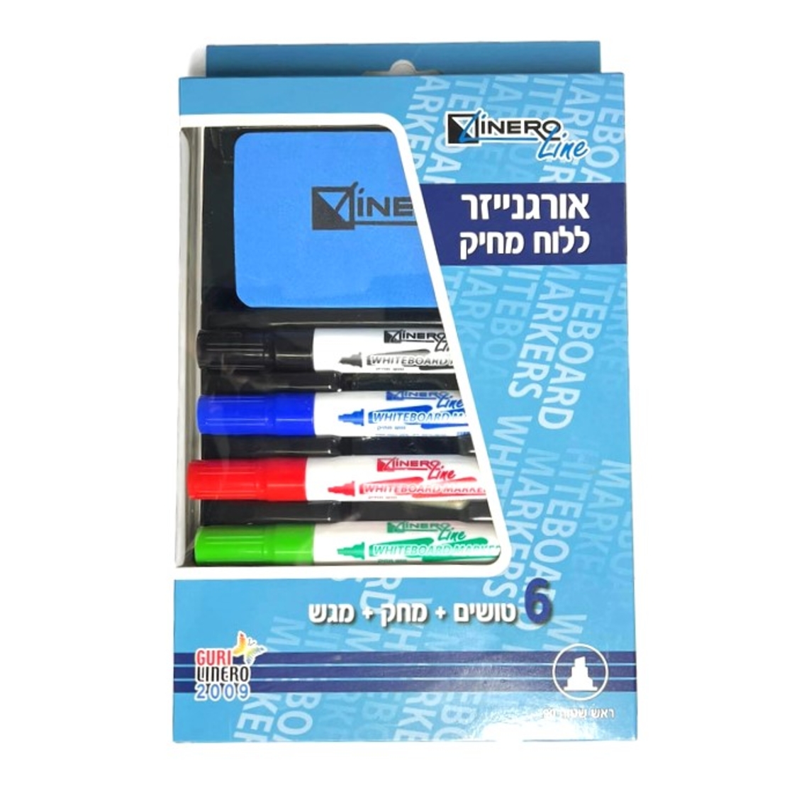 סט טושים צבעוניים ללוח מחיק עם מחק ומעמד – 8 יחידות Viner Line