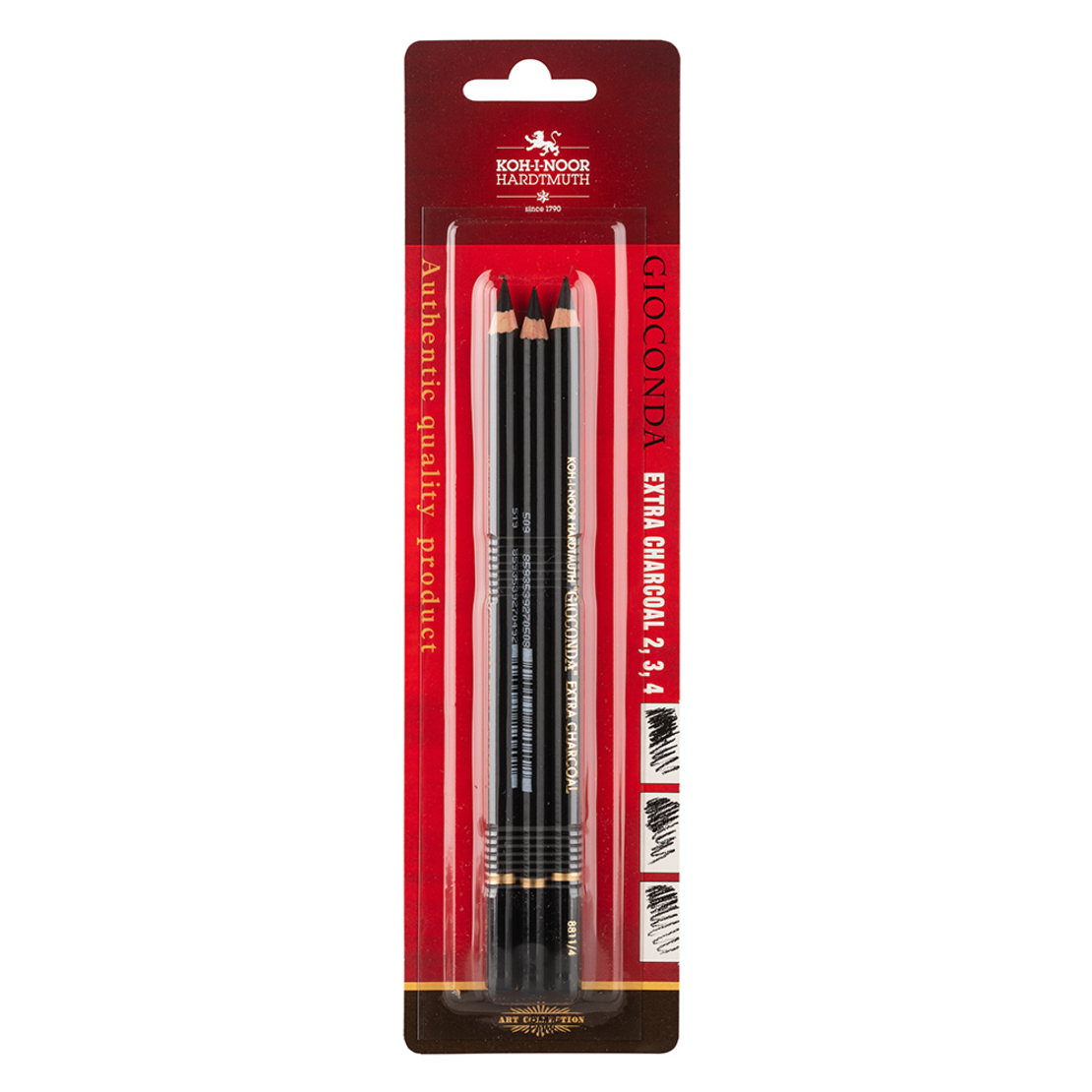 סט 3 עפרונות פחם דרגות 2, 3, 4  Koh-I-Noor Gioconda Extra Charcoal