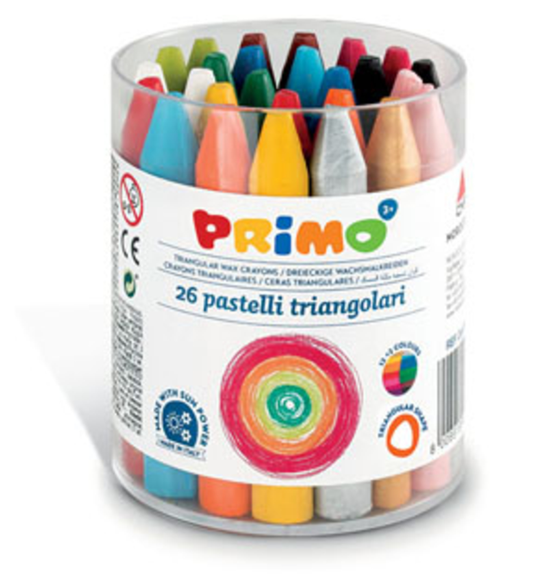 Primo – סט 26 פסטלי שעווה משולשים בצנצנת שקופה