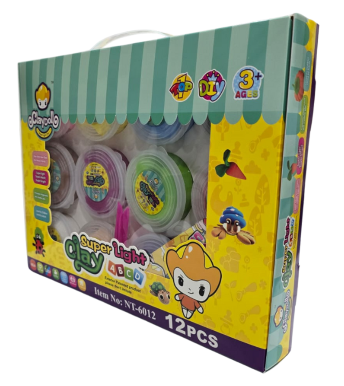 קליי דול סופר לייט - ערכת חימר קליל 12 צבעים 50 גרם לכל צבע