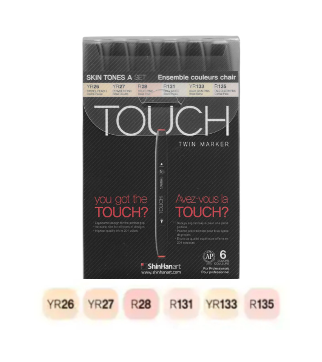 ערכת טושים Touch Twin 6 צבעים - סט גווני עור A על בסיס אלכוהול