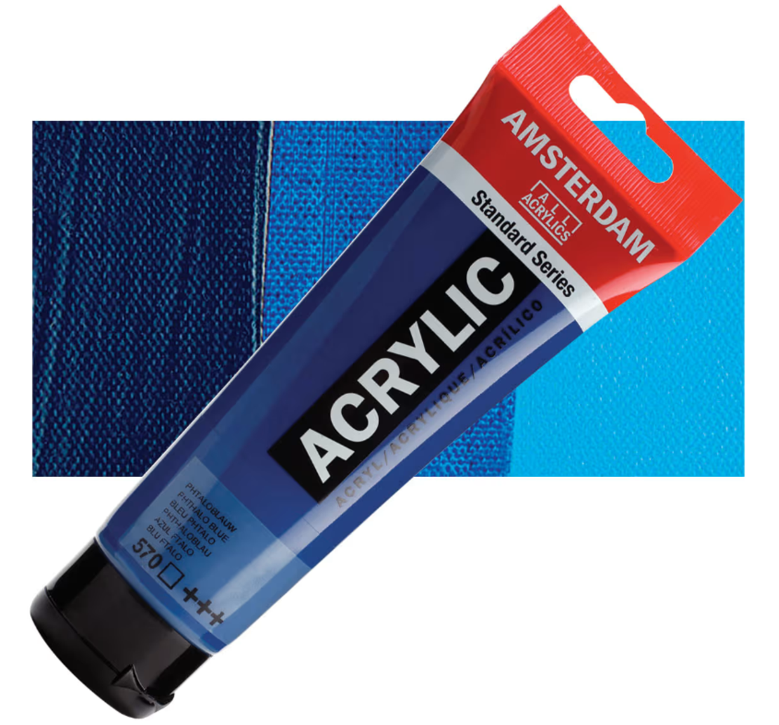צבע אקריליק אמסטרדם מסדרת Standard – גוון כחול פתילו (Phthalo Blue 570)
