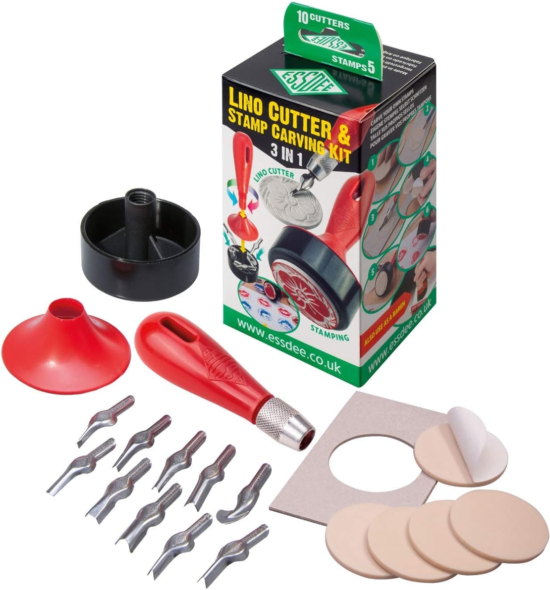 ערכת גילוף והכנת חותמות 3 ב-1 – Essdee Lino Cutter & Stamp Carving Kit
