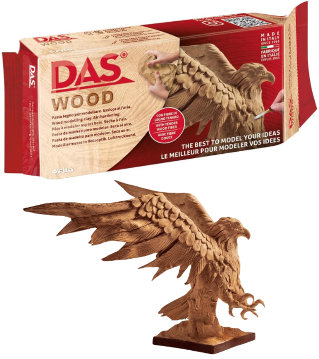 חימר דמוי עץ מתייבש באוויר 700 גרם DAS Wood Modeling Clay
