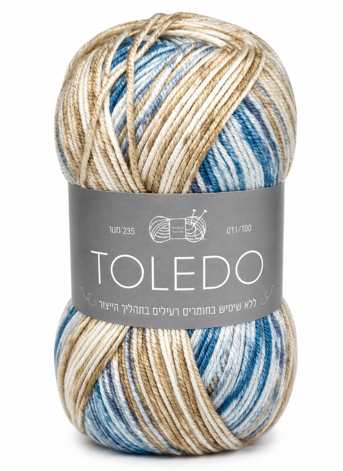 חוט צמר טולדו TOLEDO ושמנת - חום בהיר - תכלת 100גרם