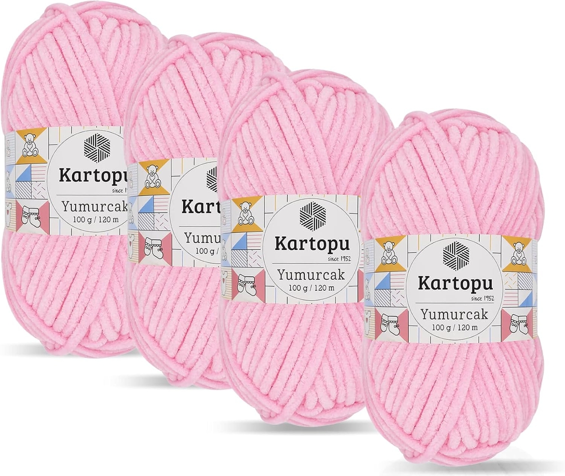 חוט קטיפה לסריגה Kartopu Yumurcak – צבע ורוד