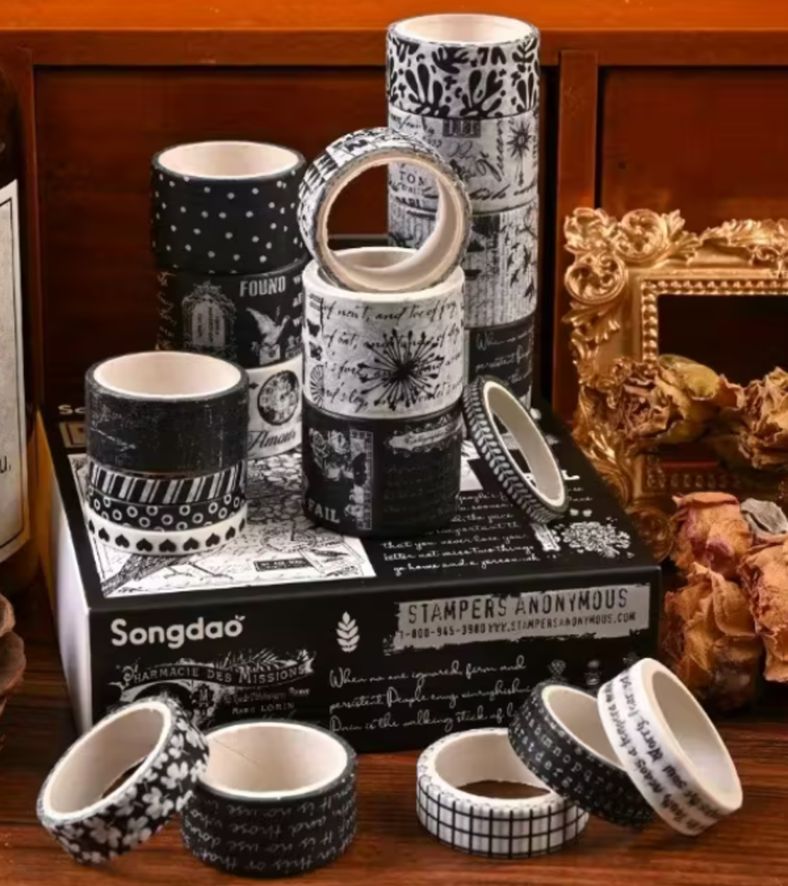 סט סרטי וושי דקורטיביים – שחור לבן וינטג' (Black & White Memory)