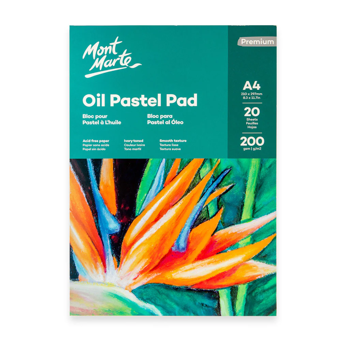 בלוק נייר לפסטל שמן 20 דפים 200 גרם Mont Marte Oil Pastel Pad Premium – A4