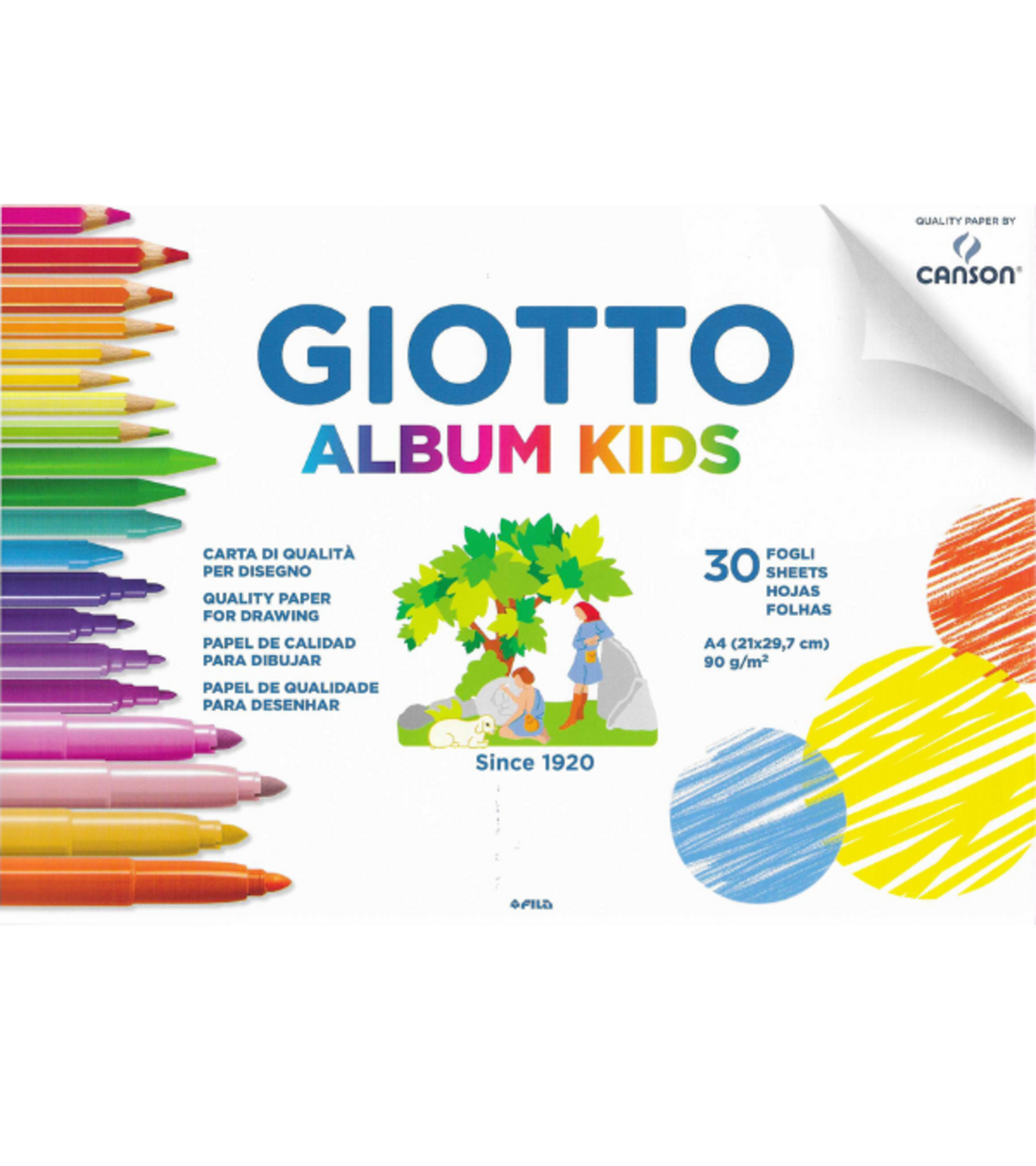 בלוק ציור לילדים 30 דפים 90 גרם Giotto Album Kids - A4
