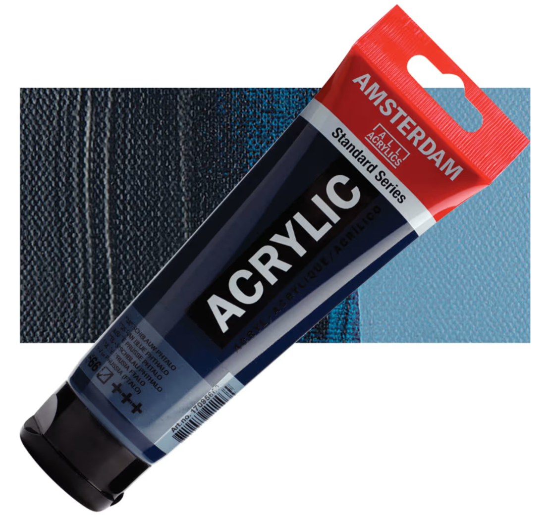 צבע אקריליק אמסטרדם מסדרת Standard – גוון כחול פרוסי פתאלו (Prussian Blue Phthalo 586)