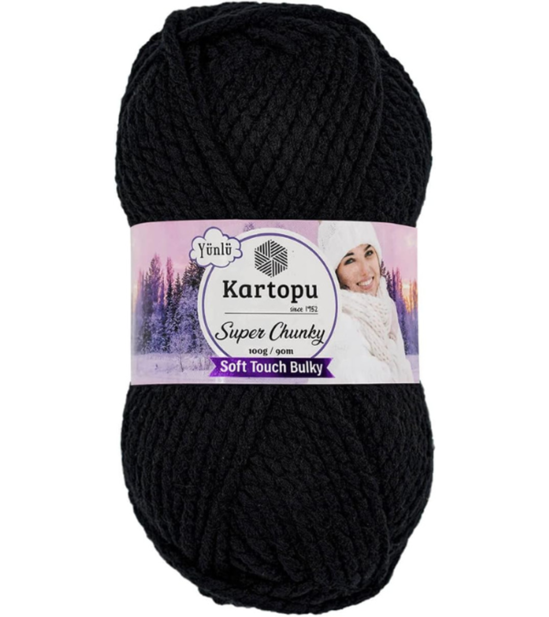 חוט צמר עבה לסריגה Kartopu Super Chunky – צבע שחור