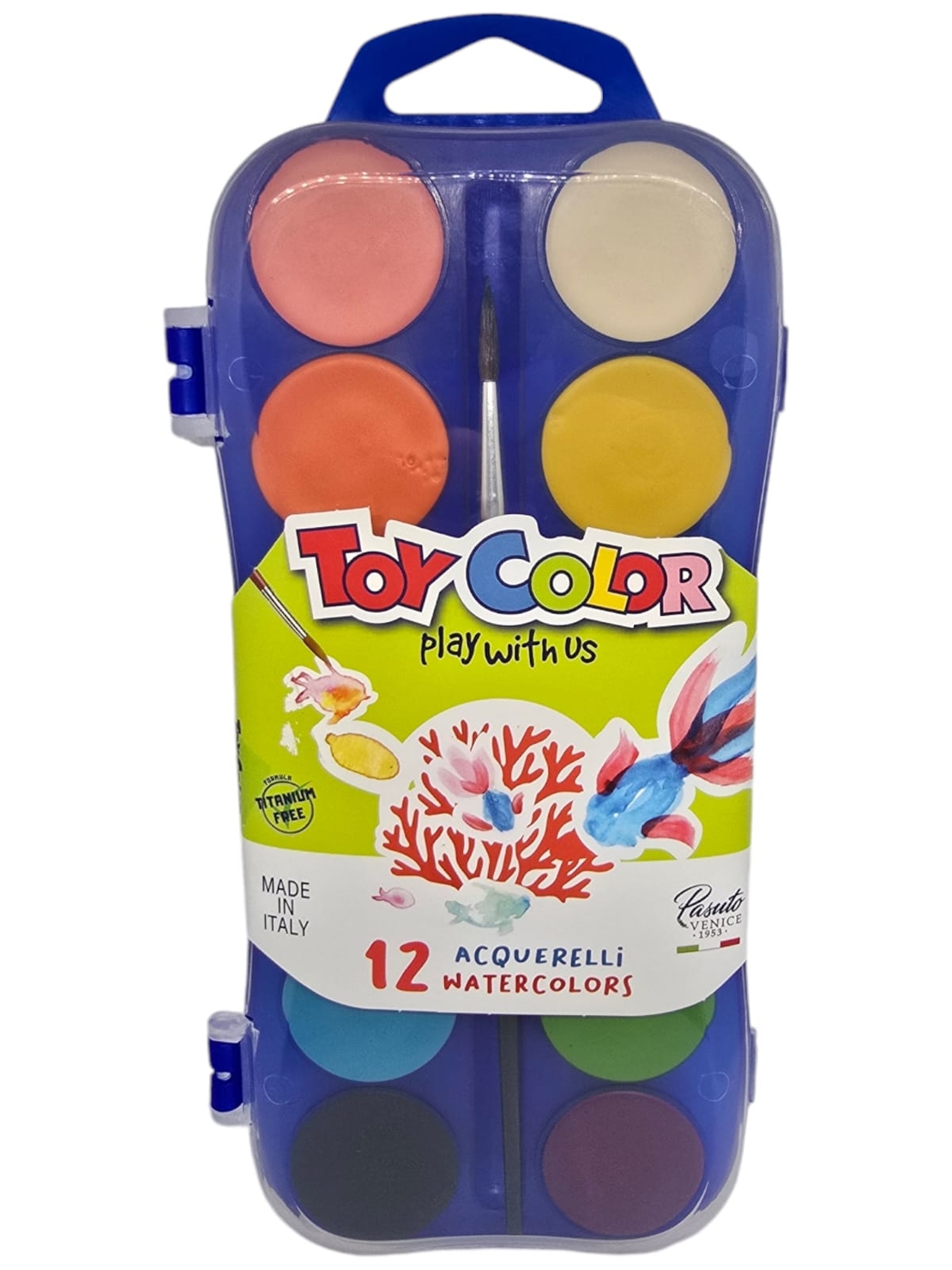 ערכת צבעי מים 12 גוונים עם מברשת-TOY COLOR