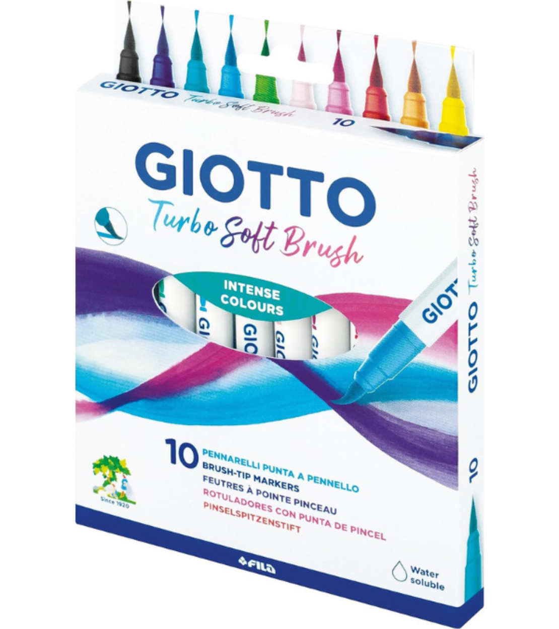 סט 10 טושים עם ראש מכחול לציור מקצועי-Giotto Turbo Soft Brush
