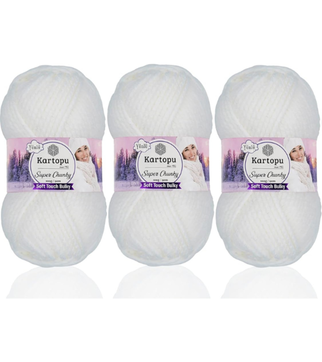 חוט צמר עבה לסריגה Kartopu Super Chunky – צבע לבן