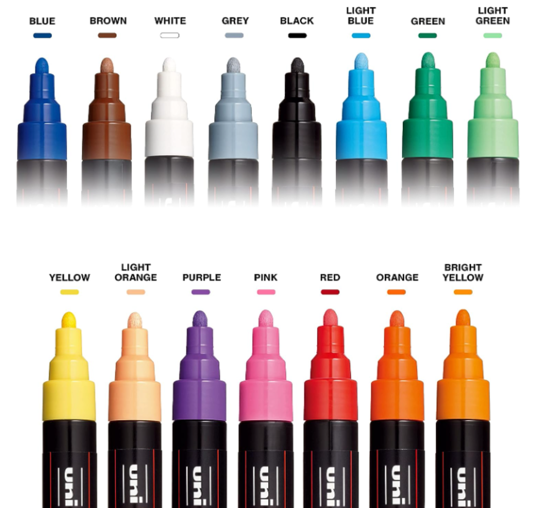 סט 15 טושים אקריליק פוסקה UNI POSCA PC-3M