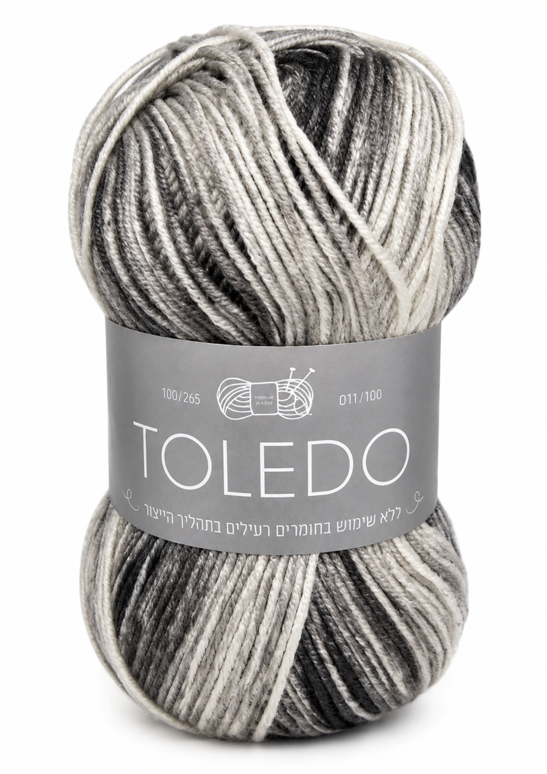 חוט צמר טולדו TOLEDO לבן-אפור 100 גרם
