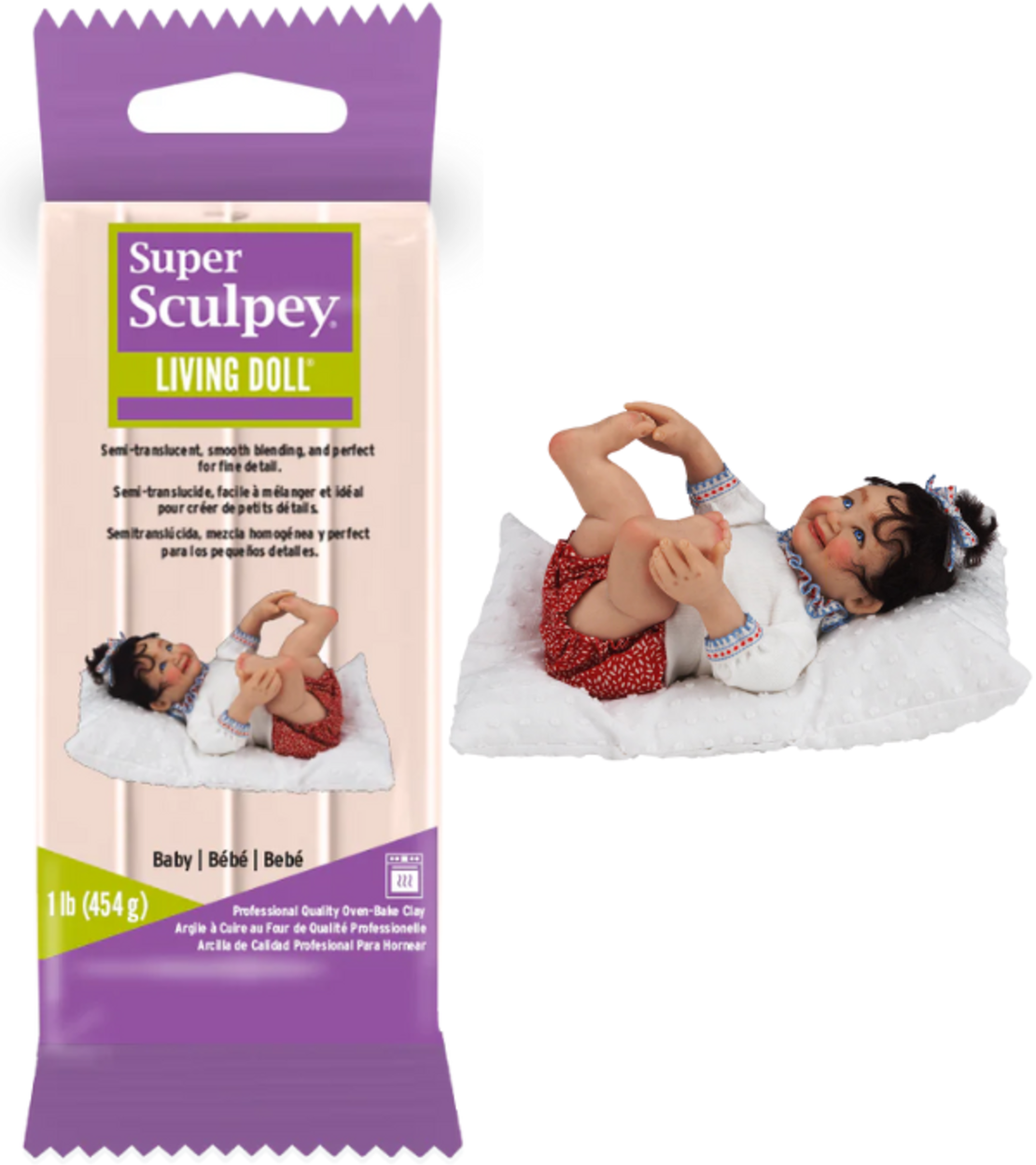 חימר לאפייה בגוון תינוק (Baby) - Super Sculpey Living Doll