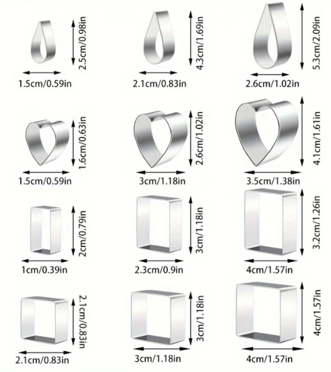 סט 24 חותכני נירוסטה ליצירה ואפייה – מגוון צורות וגדלים