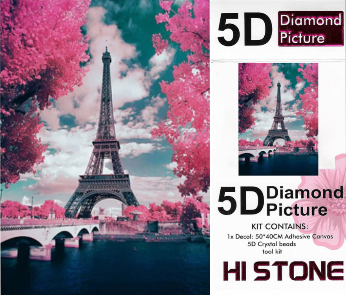 ערכת תמונת יהלומים 5D HI STONE - מגדל אייפל בפריז - 50x40 ס