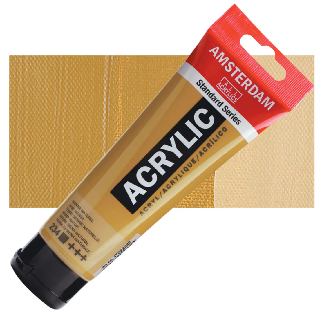 צבע אקריליק אמסטרדם מסדרת Standard – גוון סיינה טבעית (Raw Sienna 234)