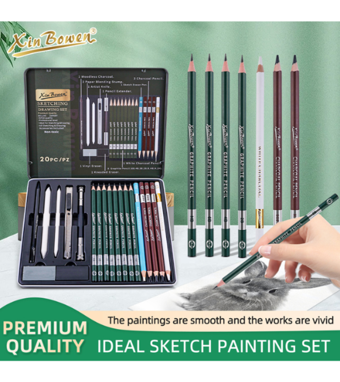 סט רישום מקצועי 20 חלקים – Xin Bowen Sketching & Drawing Set