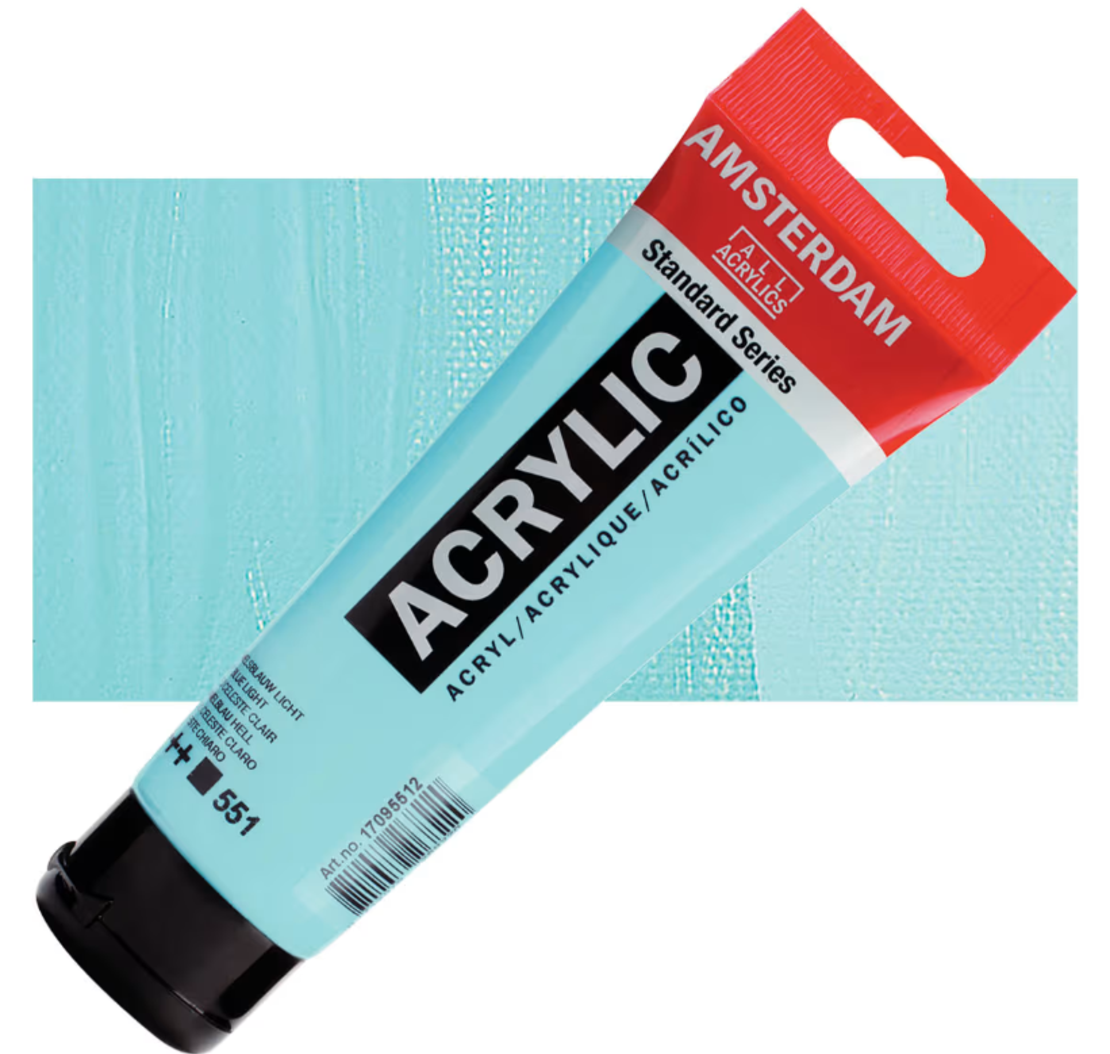 צבע אקריליק אמסטרדם מסדרת Standard – גוון כחול תכלת בהיר (Light Blue 551)