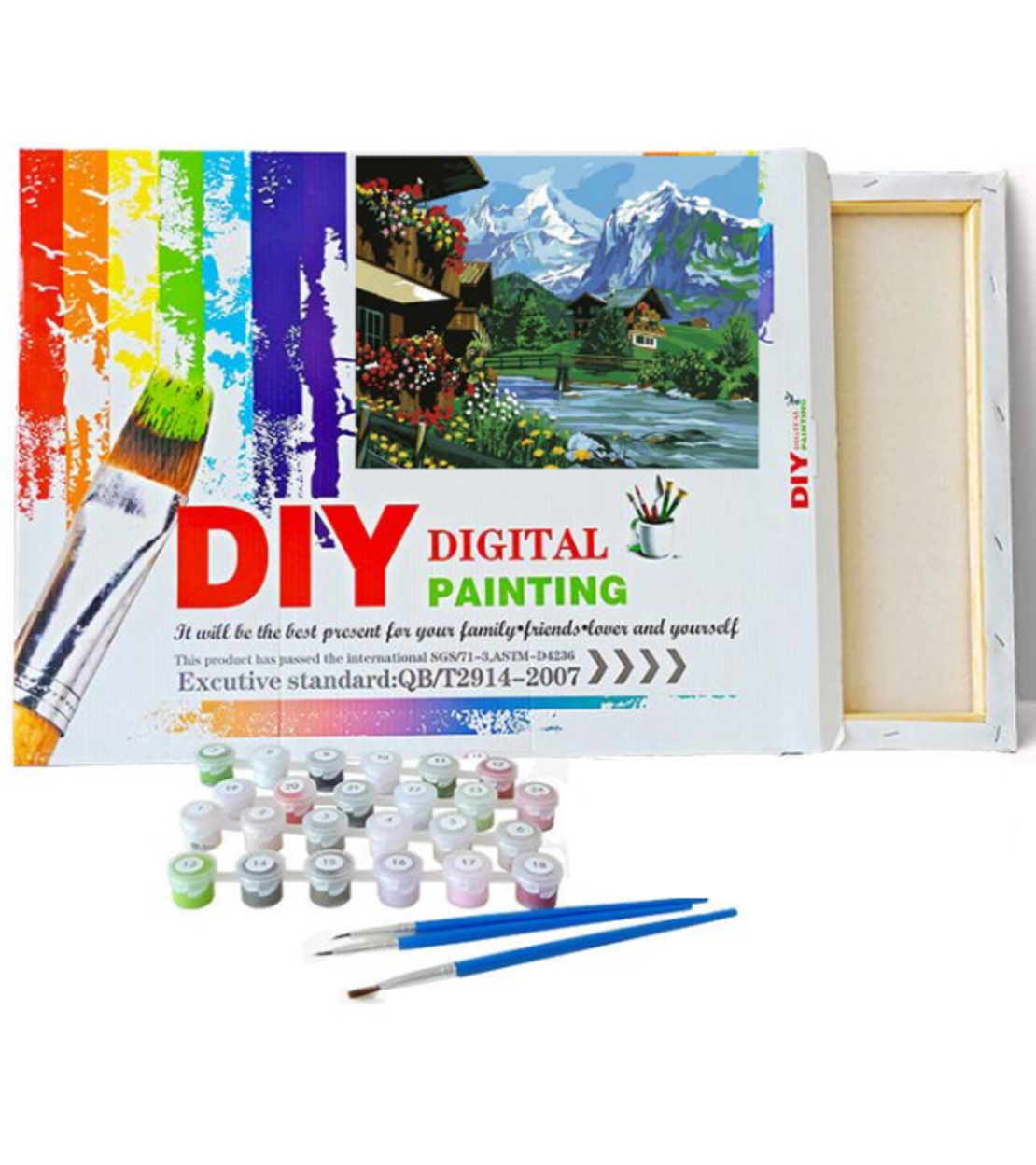 ערכת ציור לפי מספרים DIY - נוף כפרי בהרים | Digital Painting