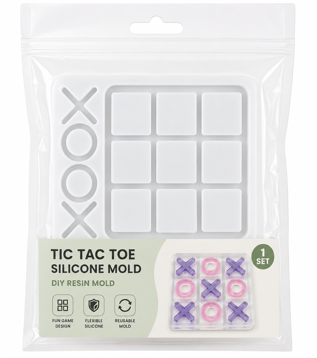 תבנית סיליקון למשחק איקס עיגול אינסופי – Infinite Tic Tac Toe Resin Mold