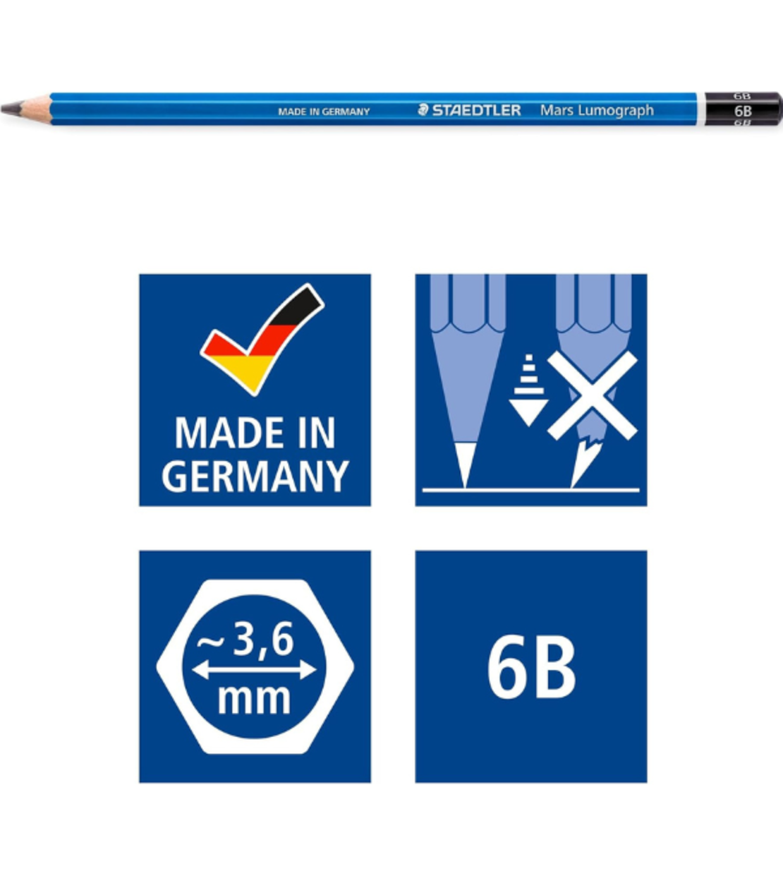 סט עפרונות גרפיט Staedtler Mars Lumograph – מארז 12 דרגות קשות