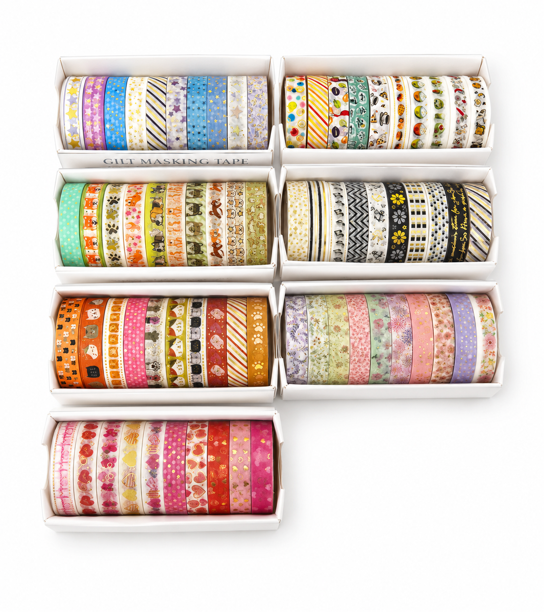 סט 70 סרטי וואשי (Washi Tape) מעוצבים ליצירה ולעיצוב
