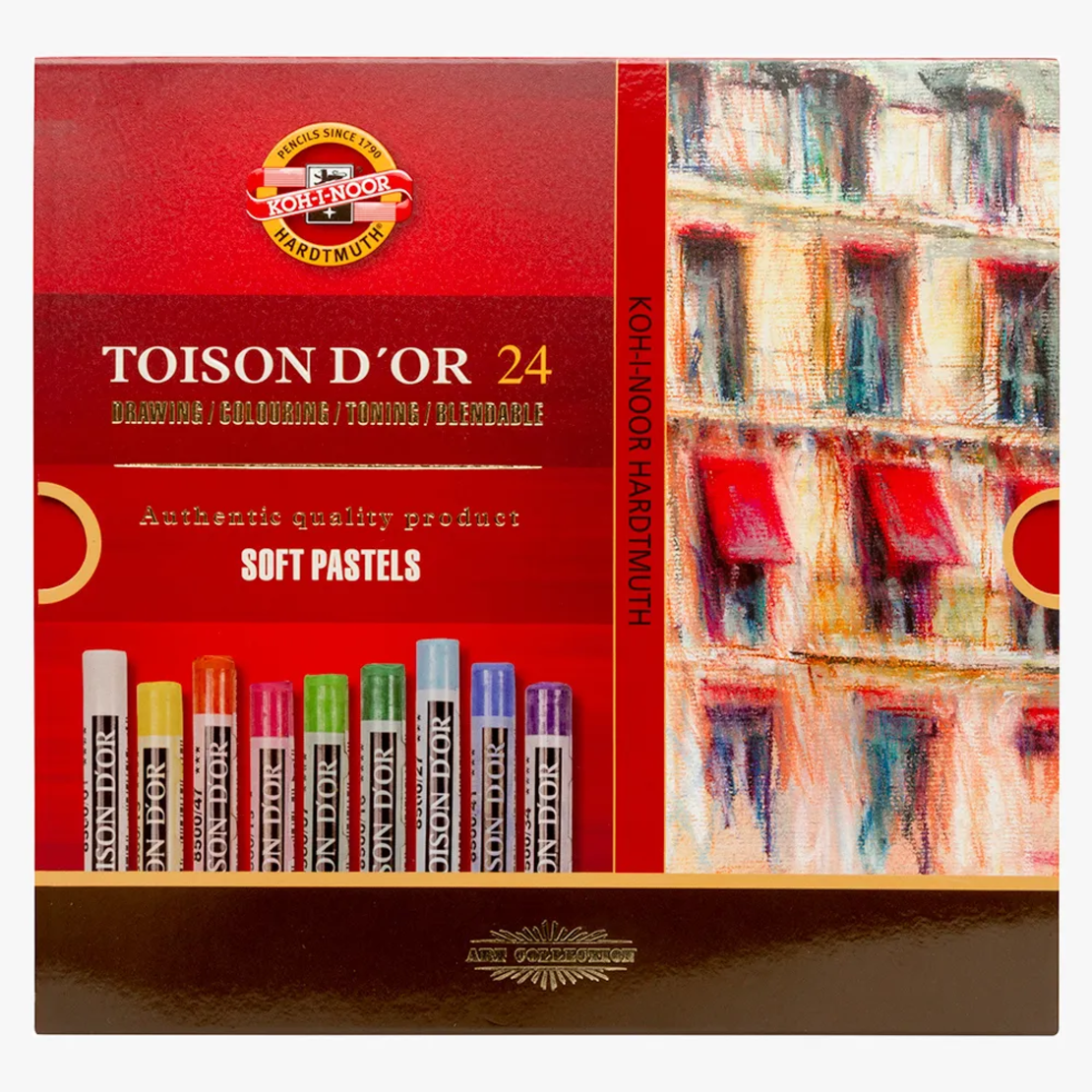 סט גירי פסטל רכים עגולים 24 גוונים Koh-I-Noor Toison D'or