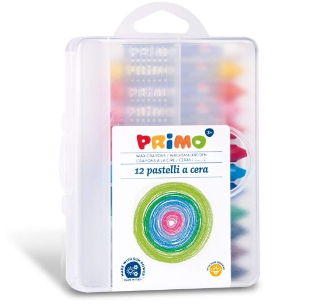 סט 12 צבעי שעווה איכותיים בקופסת פלסטיק קשיחה