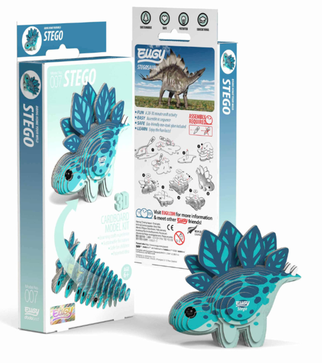 ערכת הרכבה תלת־ממדית דינוזאור סטגוזאורוס EUGY – פאזל 3D מקרטון איכותי